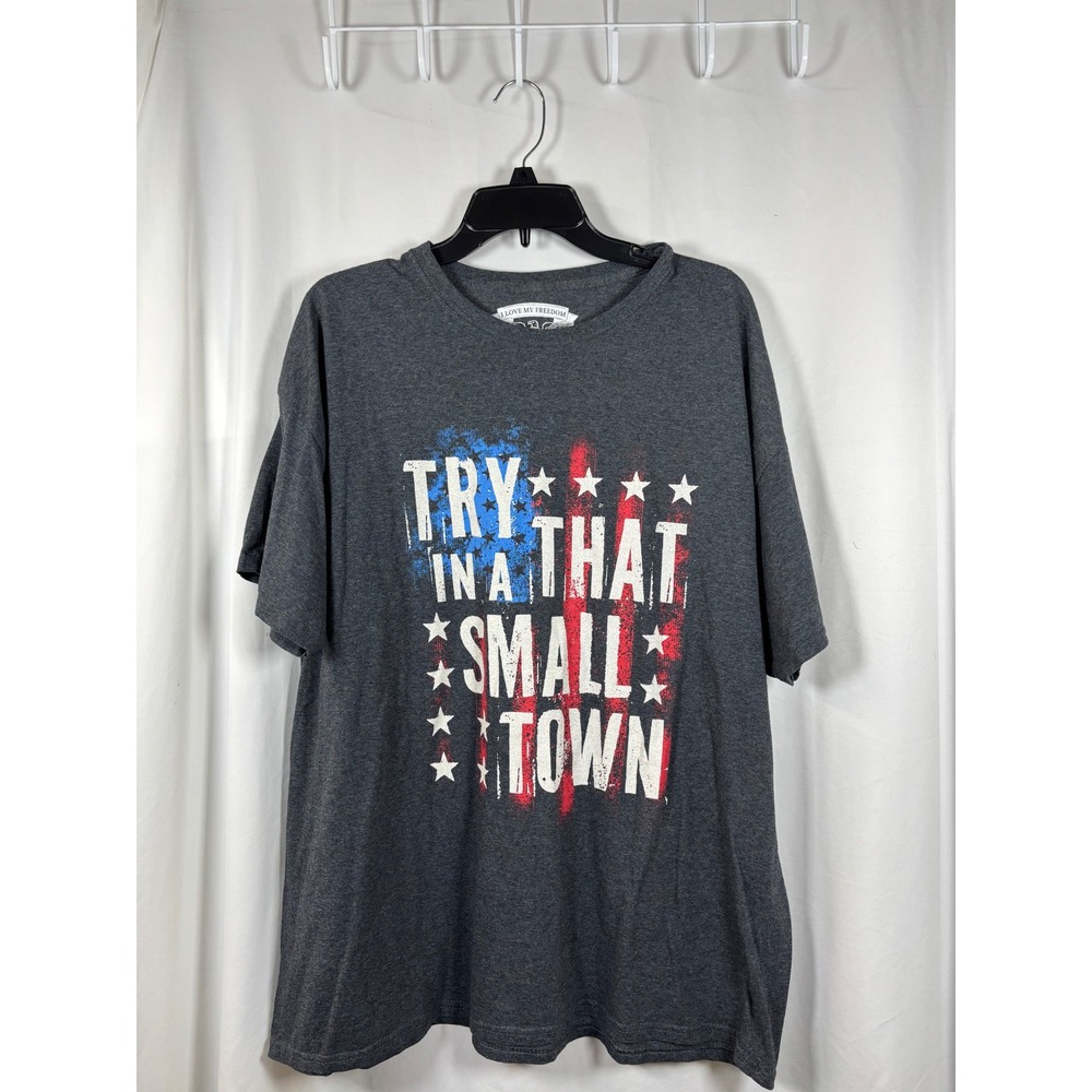 I Love My Freedom Mens Try That In A Small Town Graphic T-Shirt Charcoal 2X